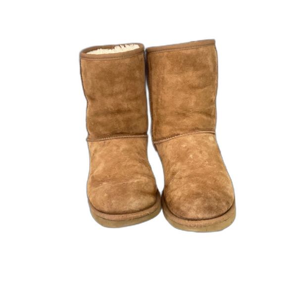 UGG AUSTRALIA Classic sherpa Boots Women's 7 Chestnut Sherpa Leather Suede 5825 - Picture 2 of 16